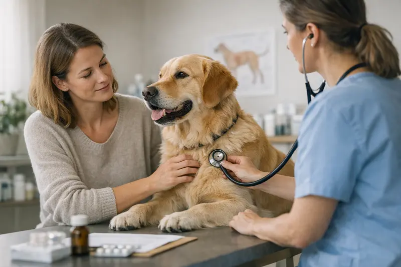 Vorsorgeuntersuchung beim Hund Tierarzt bei einer Vorsorgeuntersuchung eines Hundes